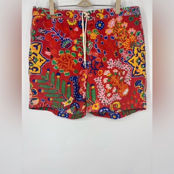 POLO Ralph Lauren Men’s Colorful Printed Red Blue Yellow Swim Trunks Large - Picture 1 of 3